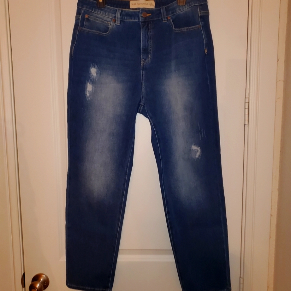 Soft Surroundings Straight Stretchy Distressed Denim, 12